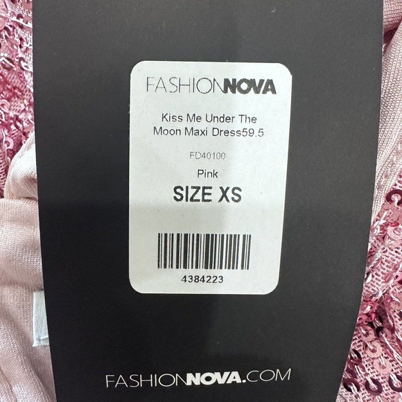 Fashion Nova Kiss Me Under The Moon Maxi Dress Pink Sequined XS Flawed. NWT. - Picture 11 of 14